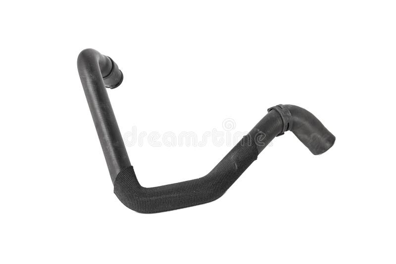 Black Plastic Hose of the Car Engine Cooling System on a White Isolated