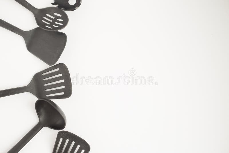Black Plastic Kitchen Cooking Utensils Stock Photo Image of
