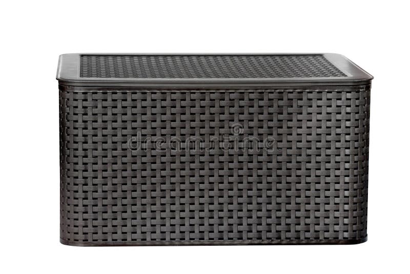 Black Plastic Laundry Basket Isolated on White Background Stock Image