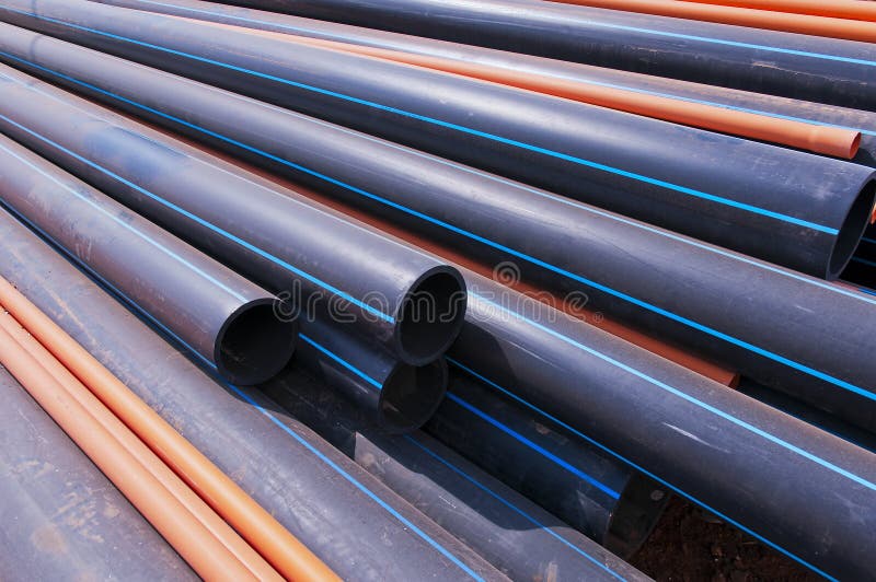Black Plastic pipe stock photos