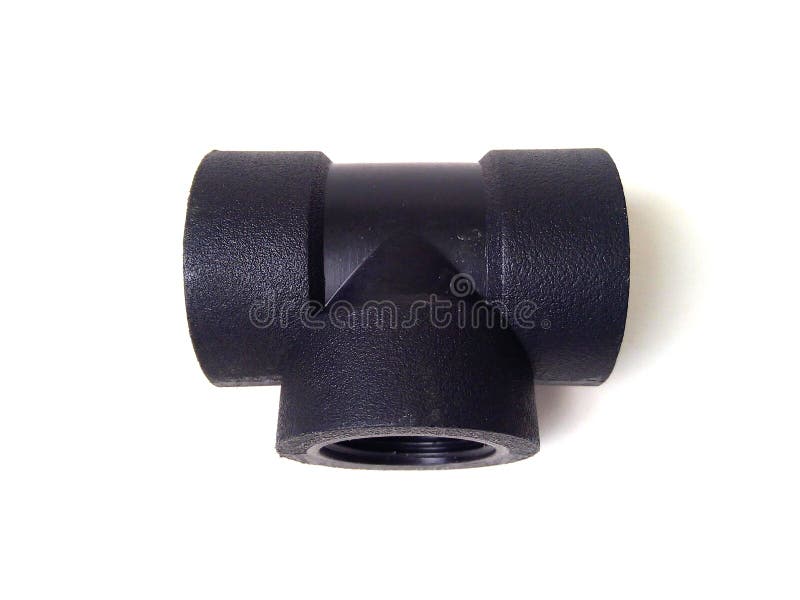 Black Plastic Pipe Fitting. Stock Image Image of factory, closeup