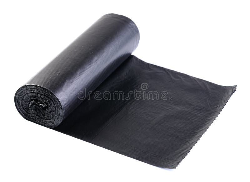 Black Plastic Polyethylene Garbage Bag Roll Isolated on White Ba Stock Image Image of disposal