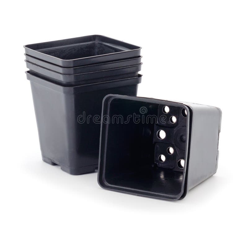 Black plastic flower pots stock image. Image of concept 218262291