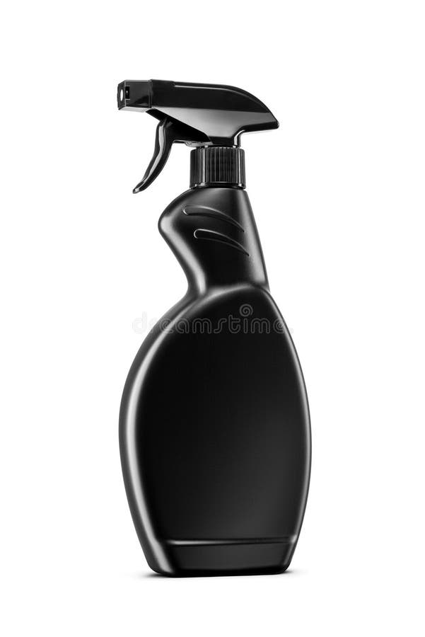 Black plastic spray bottle isolated on white background royalty free stock image