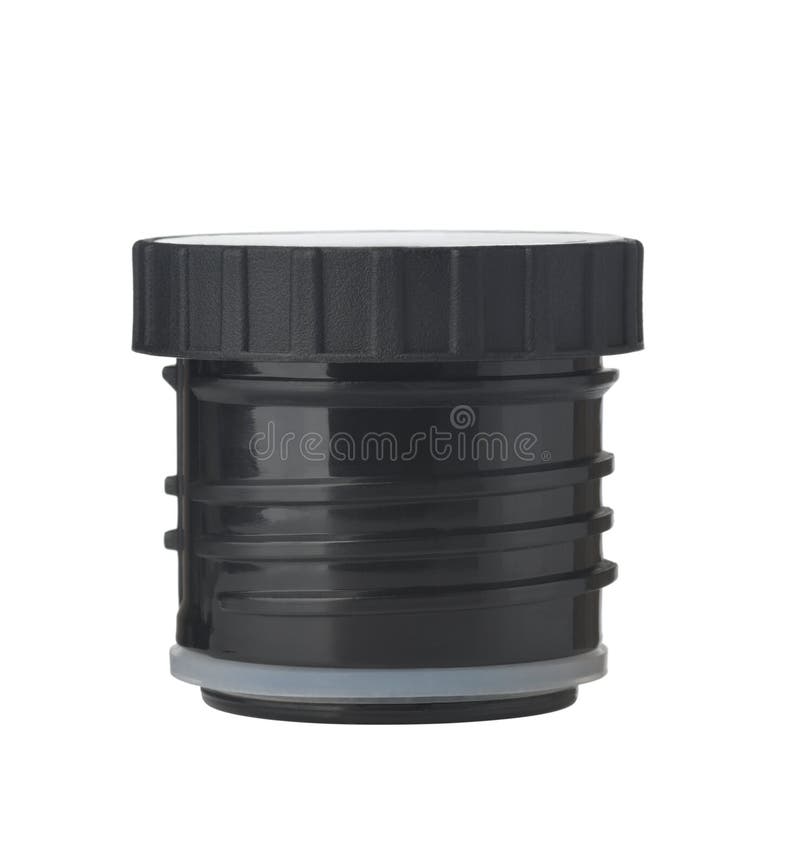 Black Plastic Thermos Flask Stopper Stock Image Image of container