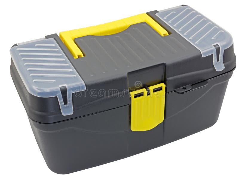 Black plastic tool box stock photo. Image of storage 170010774