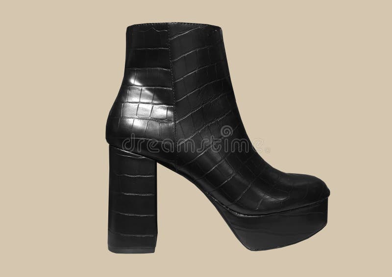 Platform Women`s Snakeskin Boots Stock Image - Image of school, brown ...