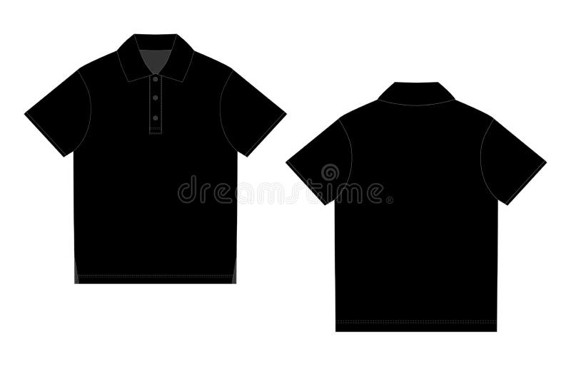 Black Polo T-shirt Design Template. Front and Back Stock Illustration ...