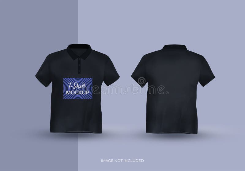 Black Polo T-Shirt Mockup in Front and Back Stock Illustration ...