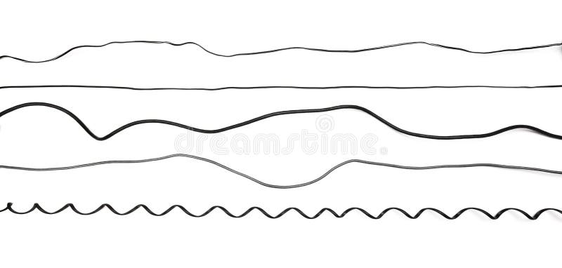 Black power cable socket set isolated on white background stock photography.
