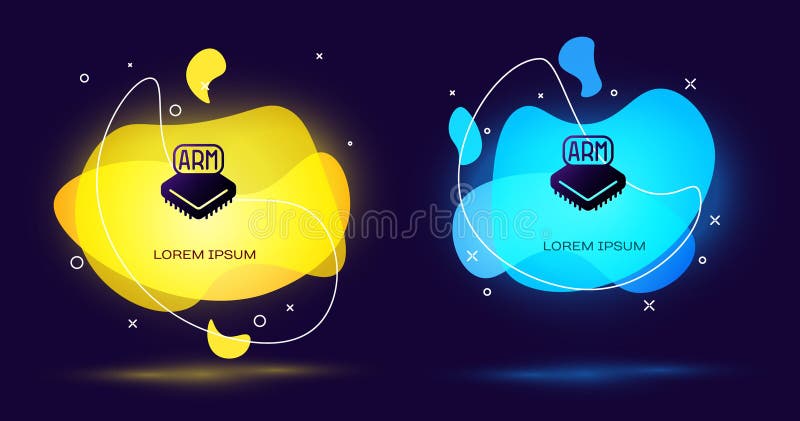 Black Processor icon isolated on black background. CPU, central processing unit, microchip, microcircuit, computer royalty free illustration