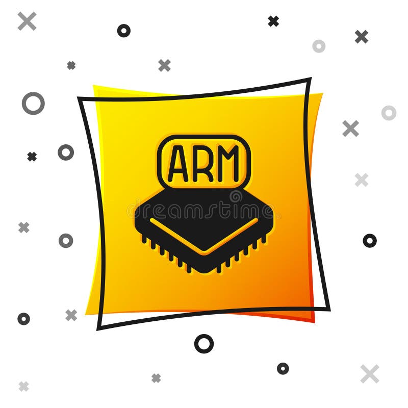 Black Processor icon isolated on white background. CPU, central processing unit, microchip, microcircuit, computer stock illustration