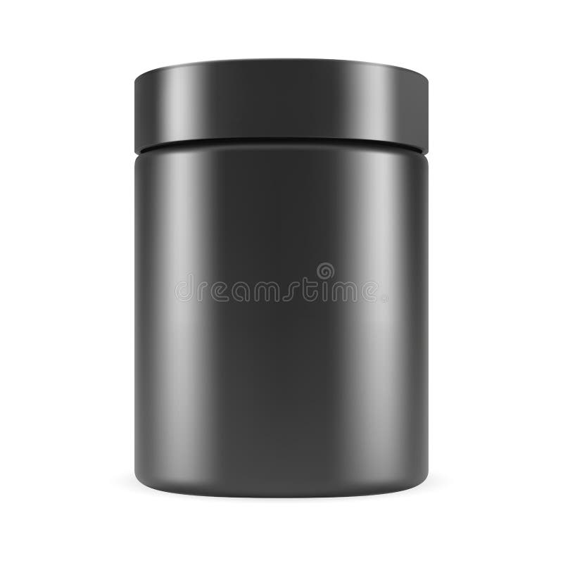 Black protein powder container with red lid Vector Image