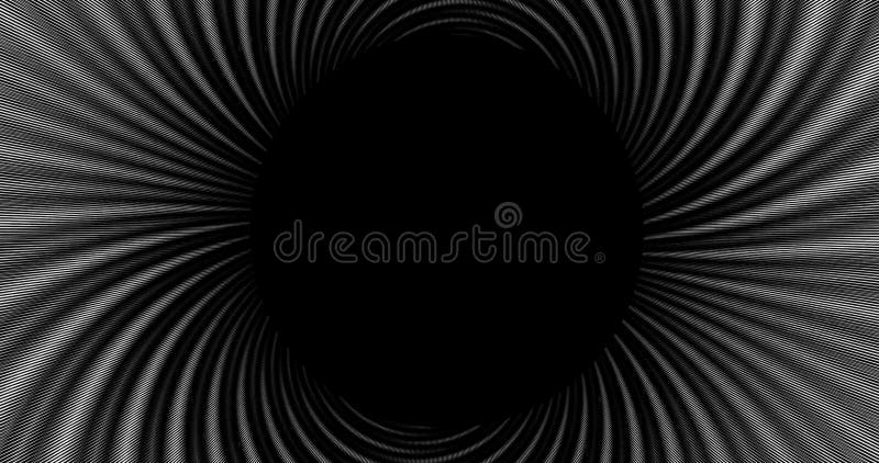 Black Psychedelic Tunnel Seamless Looping Background, streaks effect video animation background, digital futuristic hole stock illustration