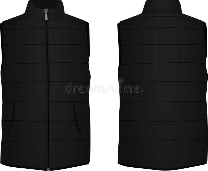 Black Puffer Front and Back View Stock Vector - Illustration of pocket ...