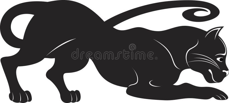 Black puma vector. Illustration of panther, tail 6171579