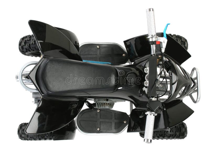 Black ATV Quad Bike in the Yard. Close Up Stock Photo Image of race