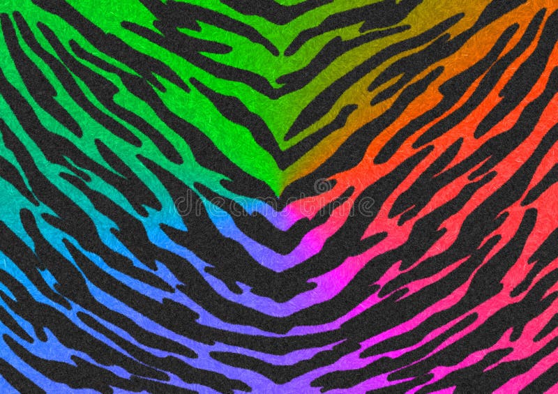 The Black-Rainbow gradient Tiger print camouflage texture, carpet animal skin patterns or backgrounds, 7 colors of raibow gradient