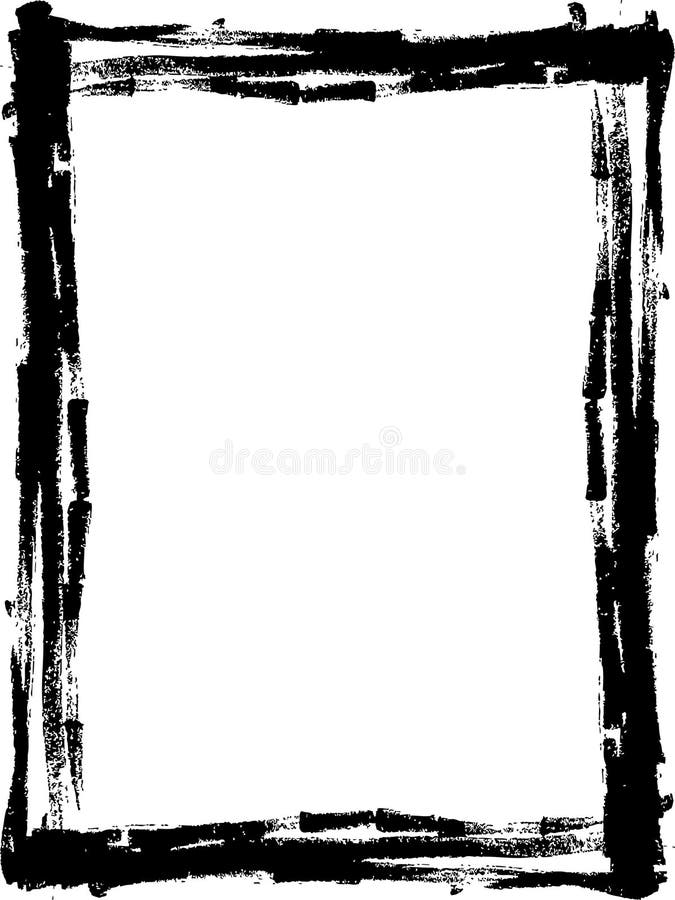 .Black Rectangular Hand-Drawn Brush Stroke Frame stock illustration