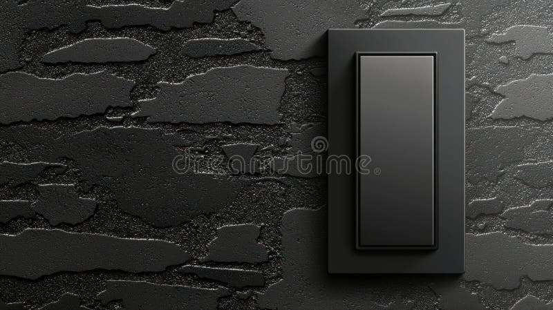 A black rectangular light switch on a textured wall. royalty free stock photography
