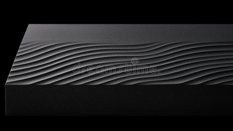 A black rectangular object with a wavy texture. stock photos