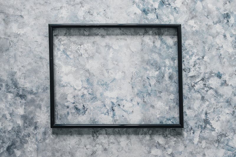 Black rectangular picture frame mock-up with copy space for yout text or image on top of grey blue background royalty free stock photos Black rectangular picture frame mock-up with copy space for yout text or image on top of grey blue background royalty free stock photos