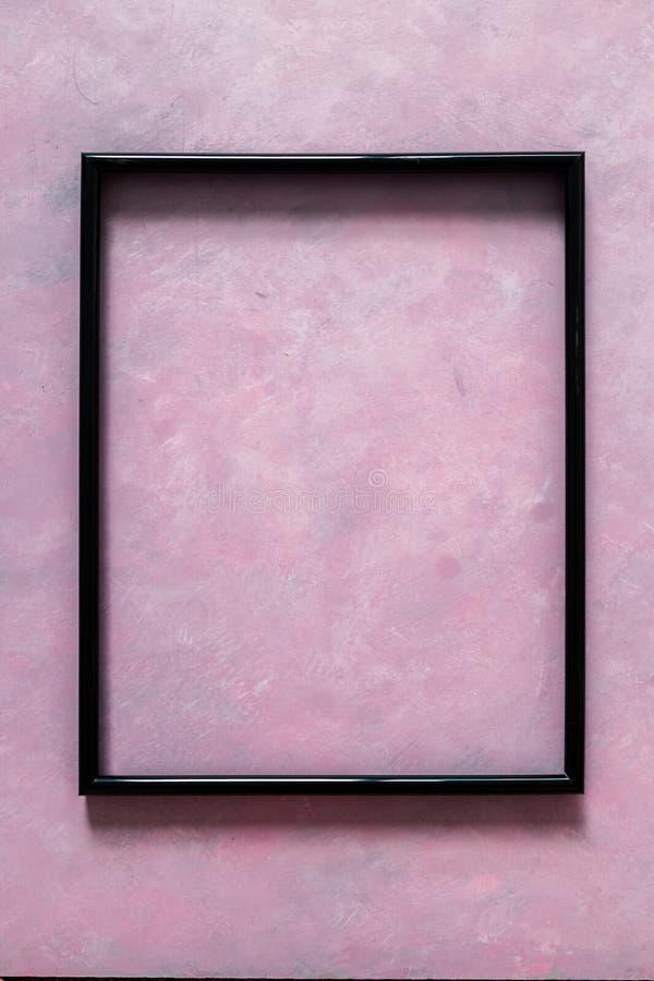 Black rectangular picture frame mock-up with copy space for yout text or image on top of light pink background royalty free stock photos Black rectangular picture frame mock-up with copy space for yout text or image on top of light pink background royalty free stock photos