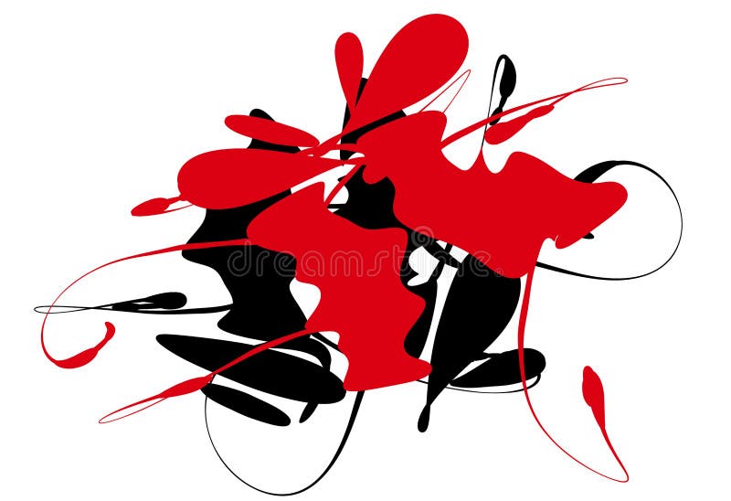 Black Red Abstract Ink