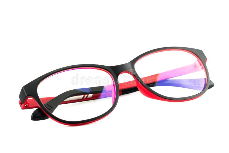 Black Red Eye Glasses Isolated on White stock photography Black Red Eye Glasses Isolated on White stock photography
