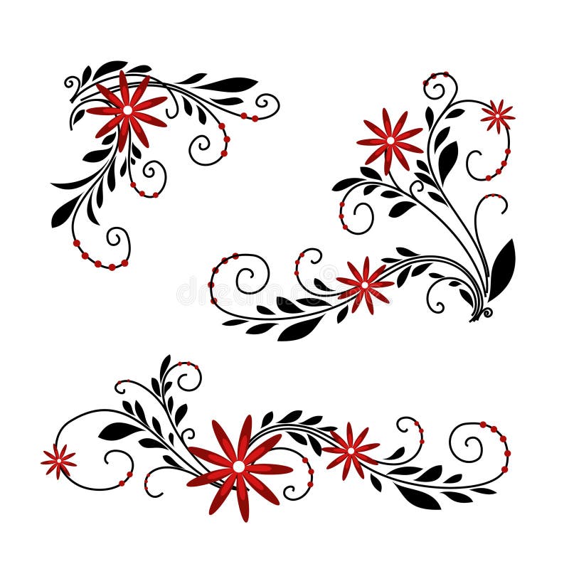 Black and red floral background