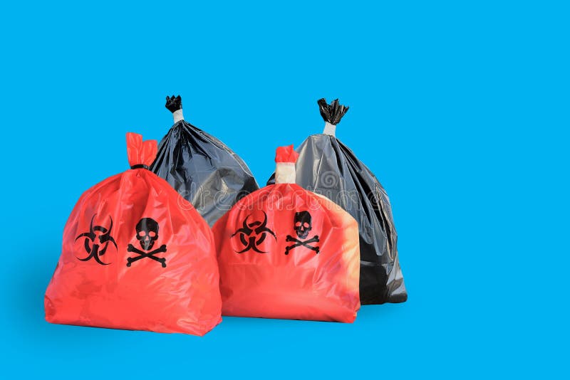 Black and Red Garbage Bags Infected Garbage Bag Stock Photo