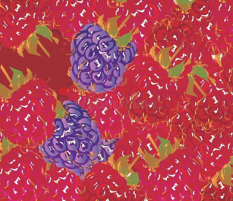 Raspberry Background with Spiral Elements. 3D Rendering Stock