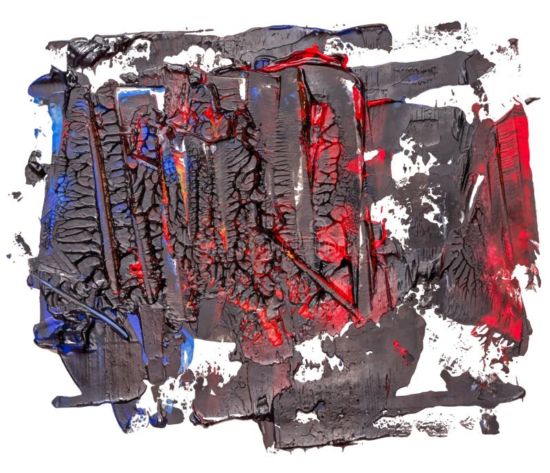 Black with red rectangular hand drawn vector oil brush stroke. royalty free illustration