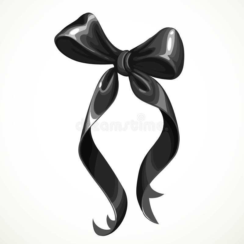 Black ribbon tied in a bow isolated object