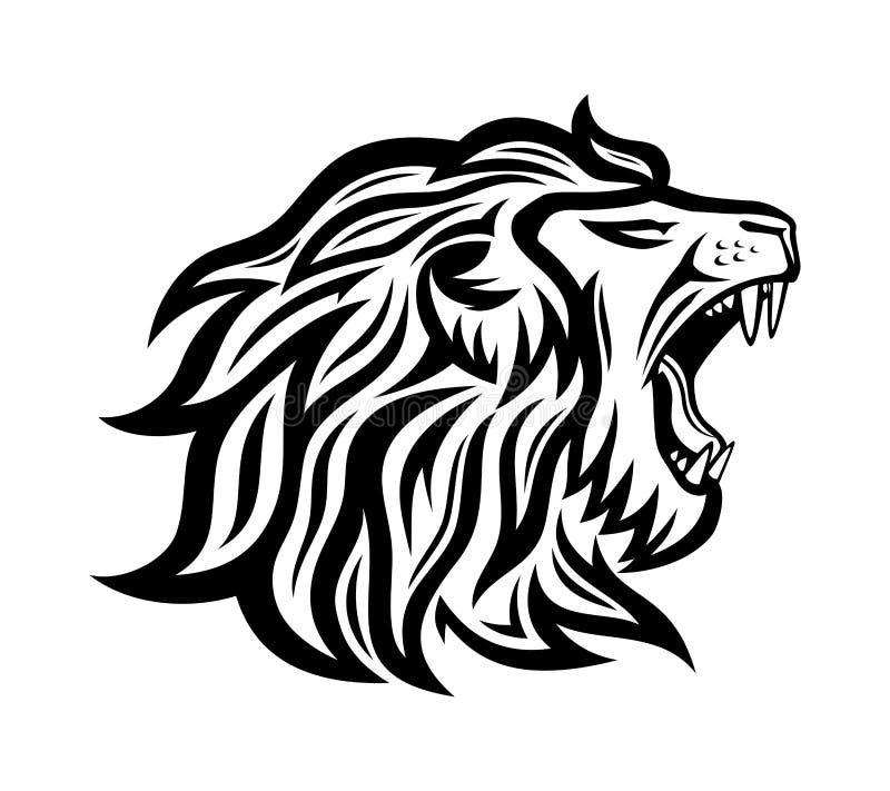 lion roaring outline