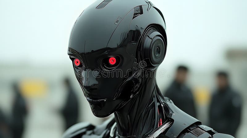 Black Robot AI Portrait stock illustrationer