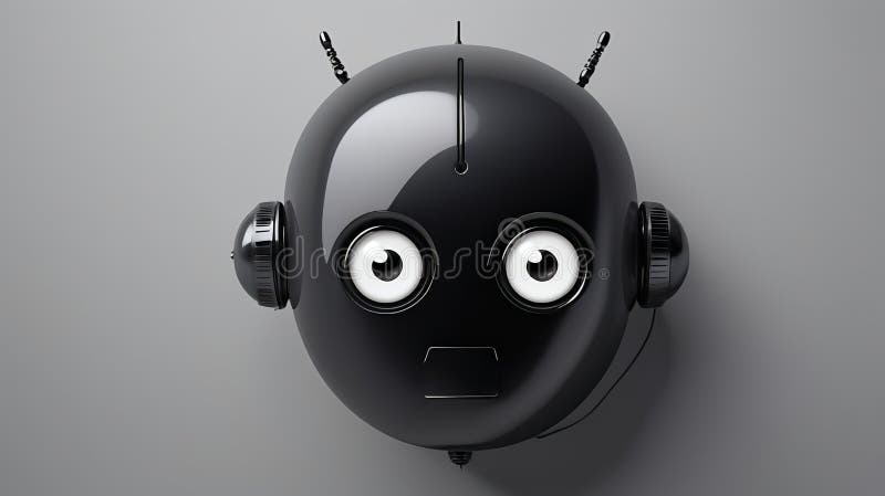 Black Robot Face med Large Eyes vektor illustrationer