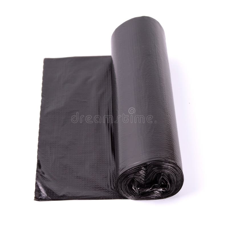 Black roll of plastic garbage bags isolated on white background royalty free stock photography Black roll of plastic garbage bags isolated on white background royalty free stock photography