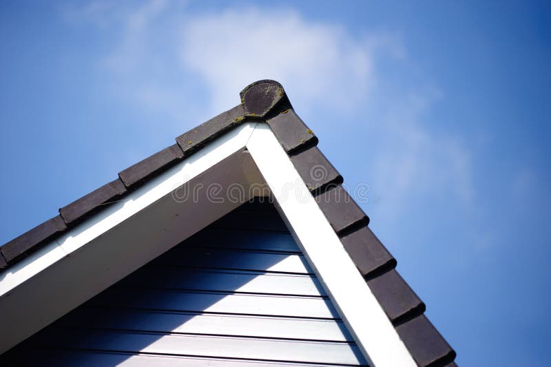 Black roof with clear sky