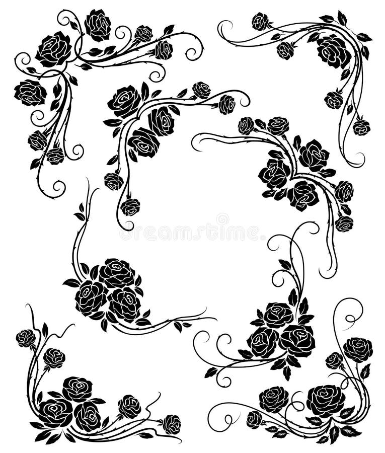 Roses with floral embellishments Royalty Free Vector Image