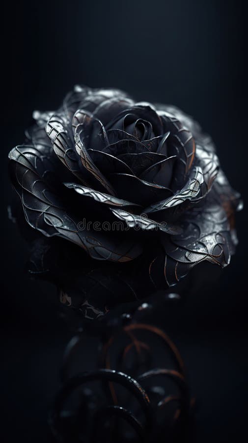 Full beautiful knitted rose black vantablack stem , Generate Ai 22875444  Stock Photo at Vecteezy