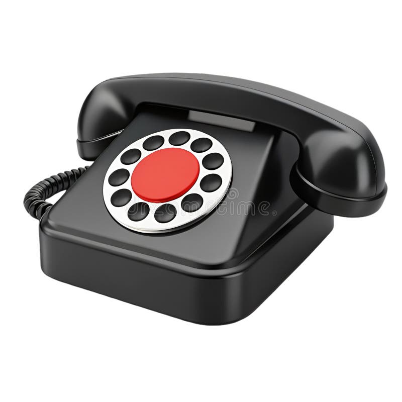 Black Rotary Phone with Red Missed Call Button 3 D Render vector illustration