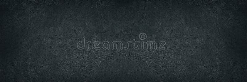 Black rough concrete wall wide texture - dark grunge background royalty free stock photo