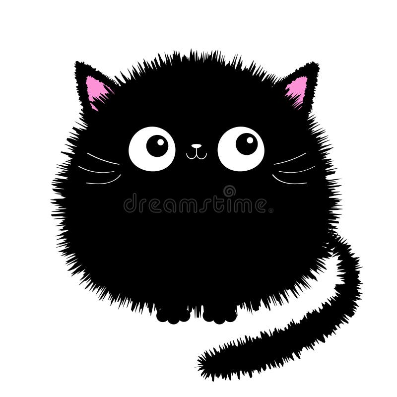 Black Cat Round Face Icon. Cute Cartoon Funny Character. Kawaii Kitten Baby  Animal. Love Greeting Card. Flat Design Style Stock Vector - Illustration  of look, card: 169954090