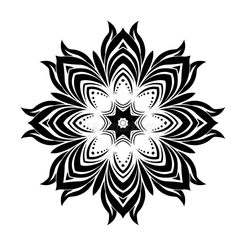 Download Black Round Mandala Silhouette For Calligraphic Design ...