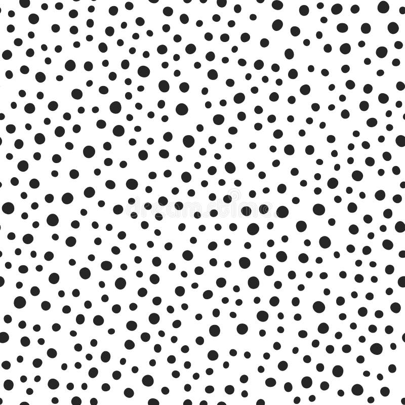 Black Round Spots Scattered on White Background. Seamless Pattern ...