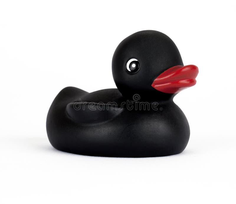 Black rubber toy duck royalty free stock photo