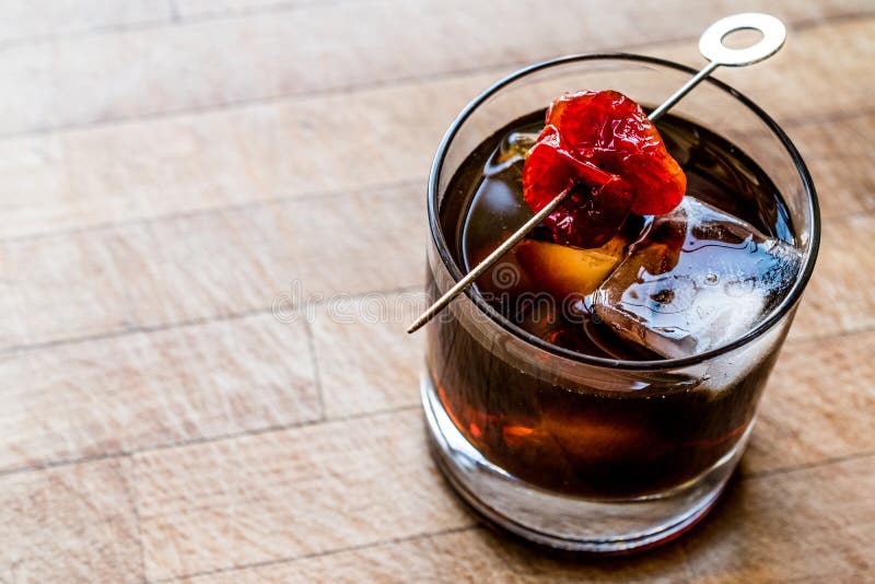 Black Russian Cocktail with Vodka and Coffee Liquor Stock Photo Image