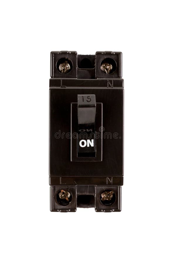Black Safety Circuit Breakers SinglePole 15 Amp. Stock Image Image