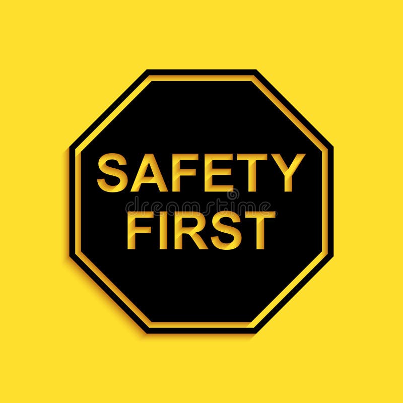 Safety First Octagonal Shape Icon Isolated on Red Background Stock